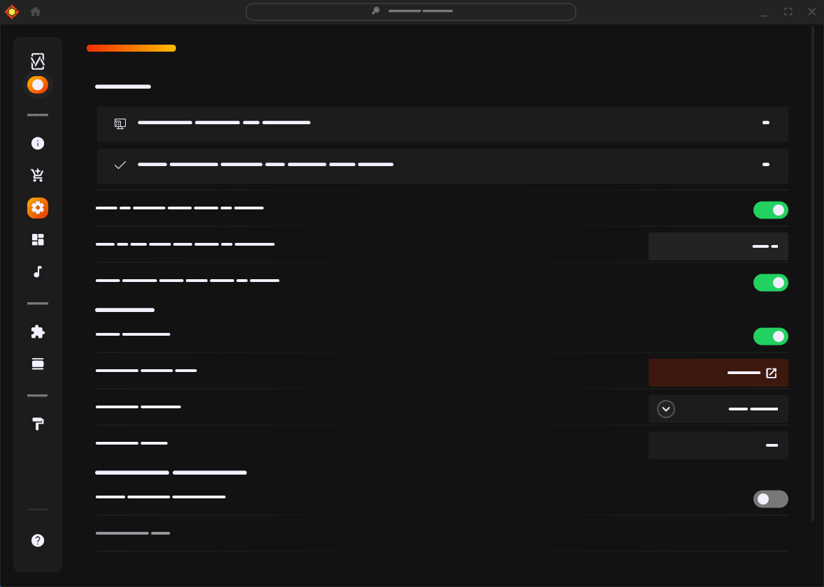 JaxCore's settings menu as a background